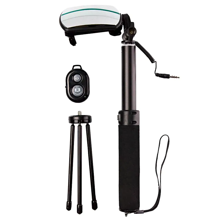 Трипод-монопод - Selfie Stick Tripod с зеркалом + пульт (black/rose gold)-0